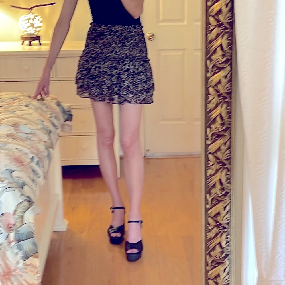 Zara smocked floral skirt, lined in shorts format